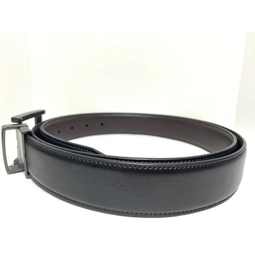 DMLB Mens Reversible Belt Black Brown Coated Leather Gunmetal Buckle 2X 46-48